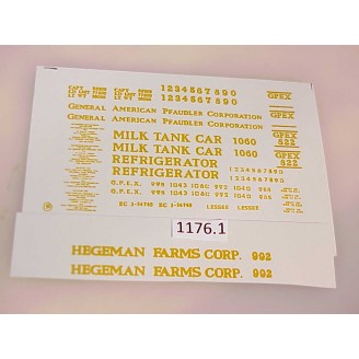 1176-1 - HO Scale - Overland Milk Cars, GPEX Pfaudler Milk Tank, "Hegeman Farms" - Pkg. 1